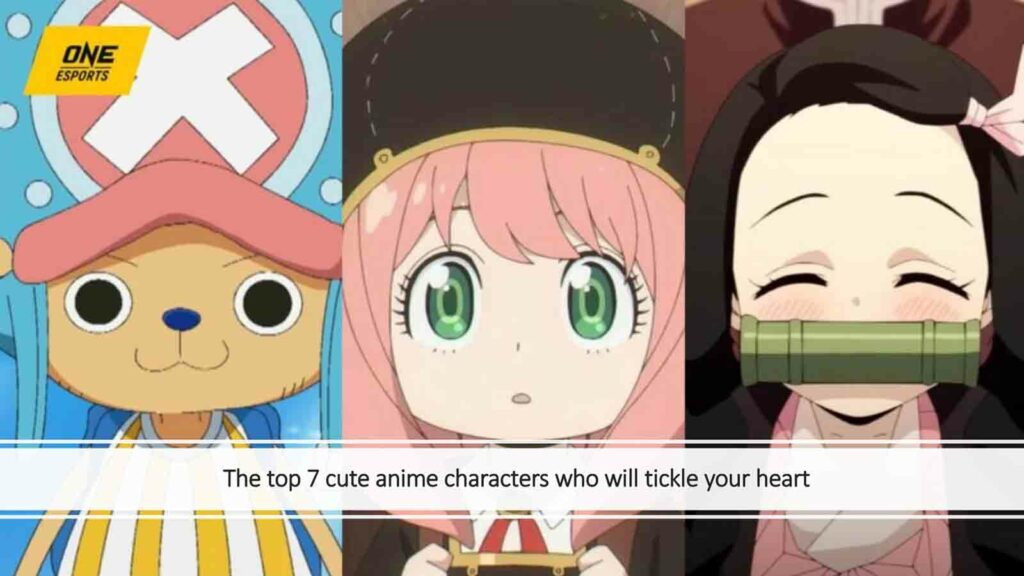 A collection of cute anime characters including Chopper from One Piece and Anya from Spy x Family, in an article about cute anime characters