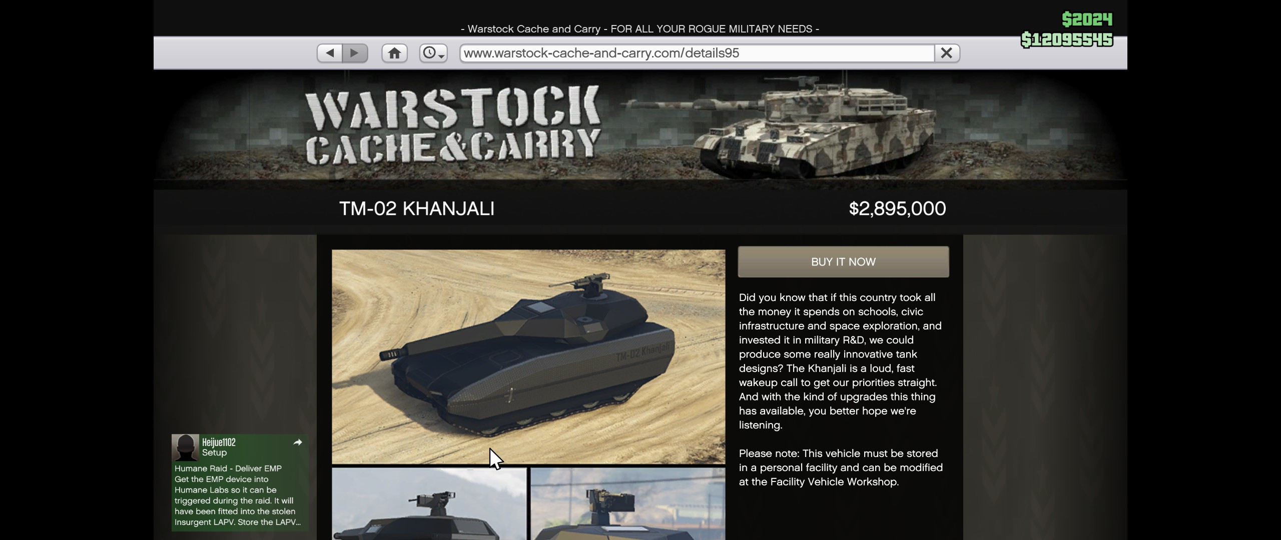 The Rhino Tank, providing heavy armor for business defense in GTA 5 Online