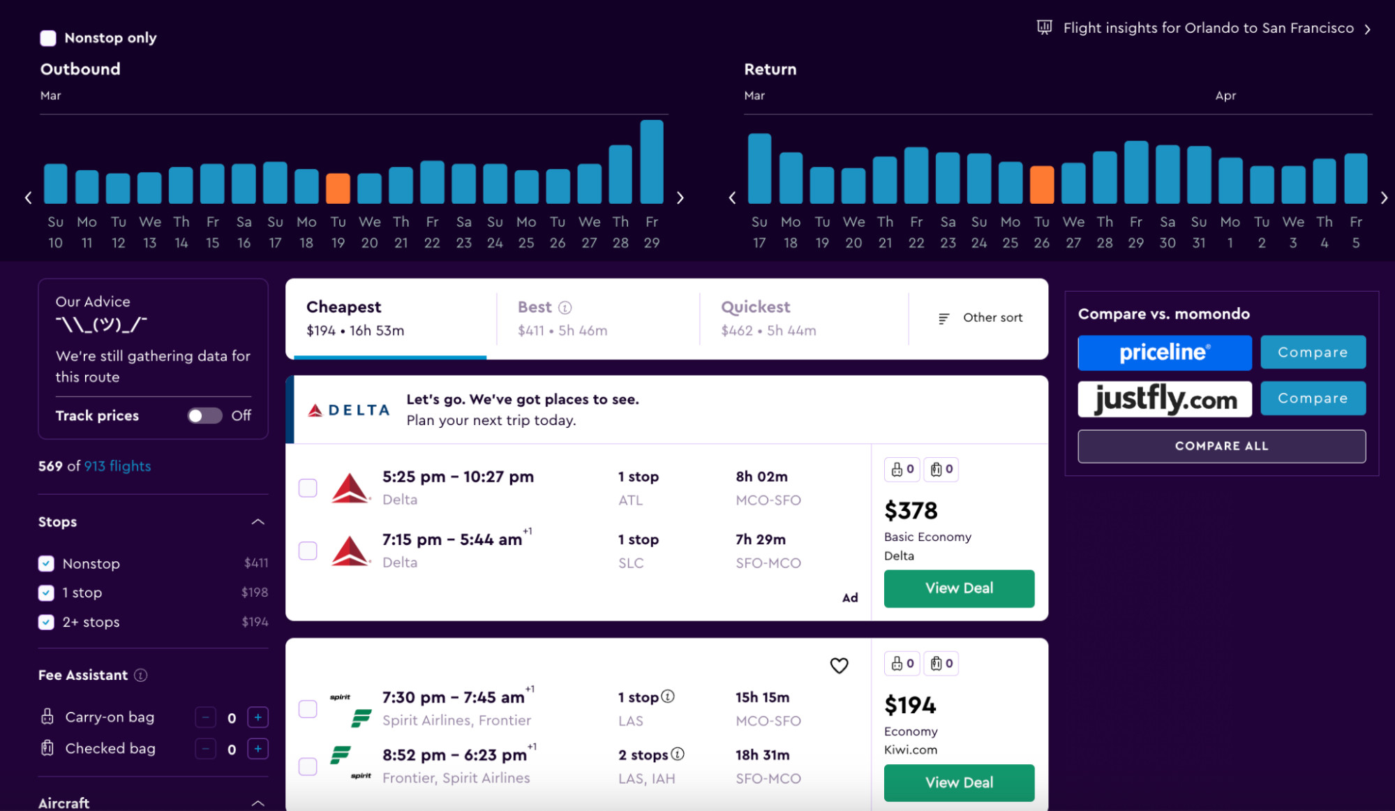 Momondo Price History Chart and Insights